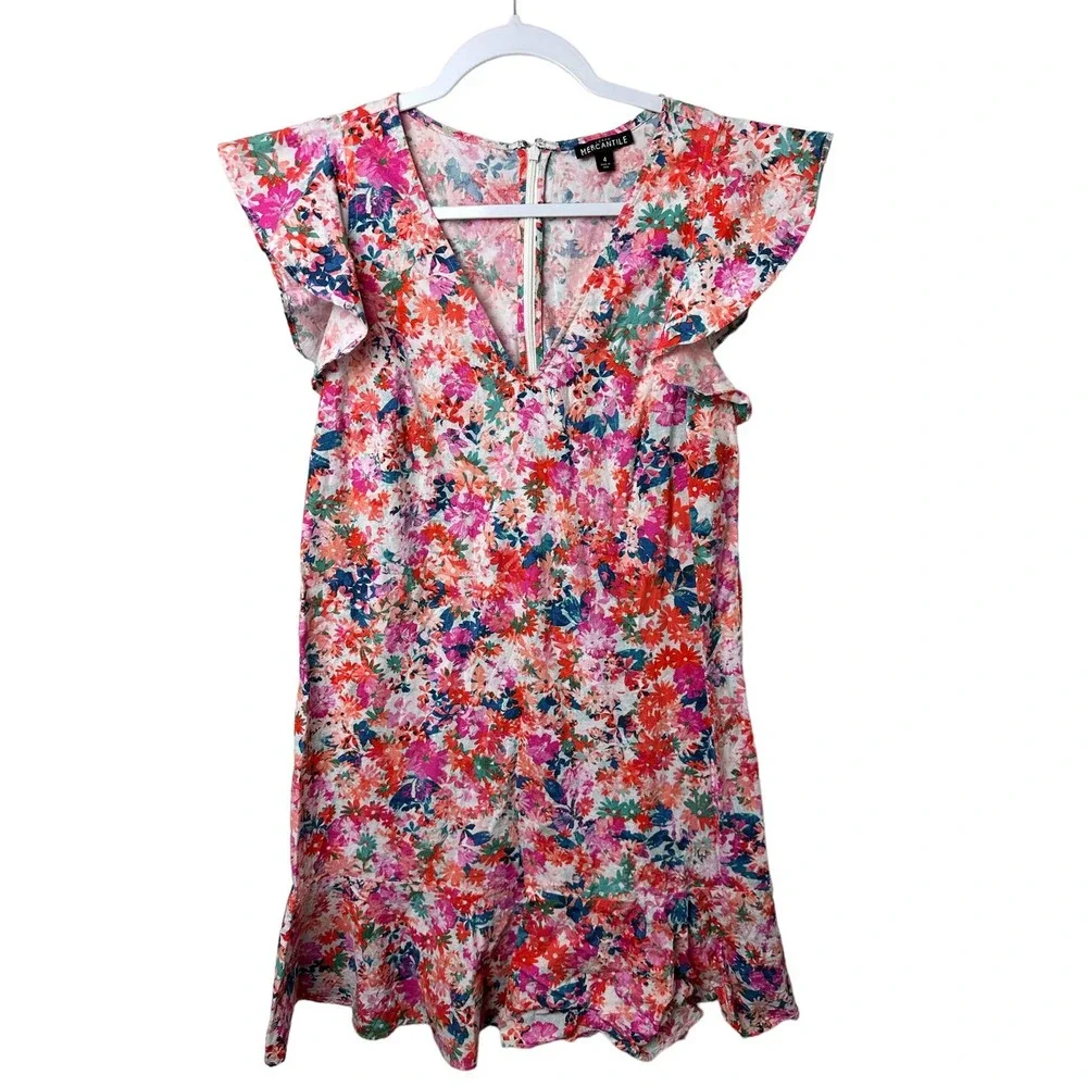 J Crew Mercantile Women's Floral Drop Waist Ruffle Shift Dress 4 - Picture 1 of 8